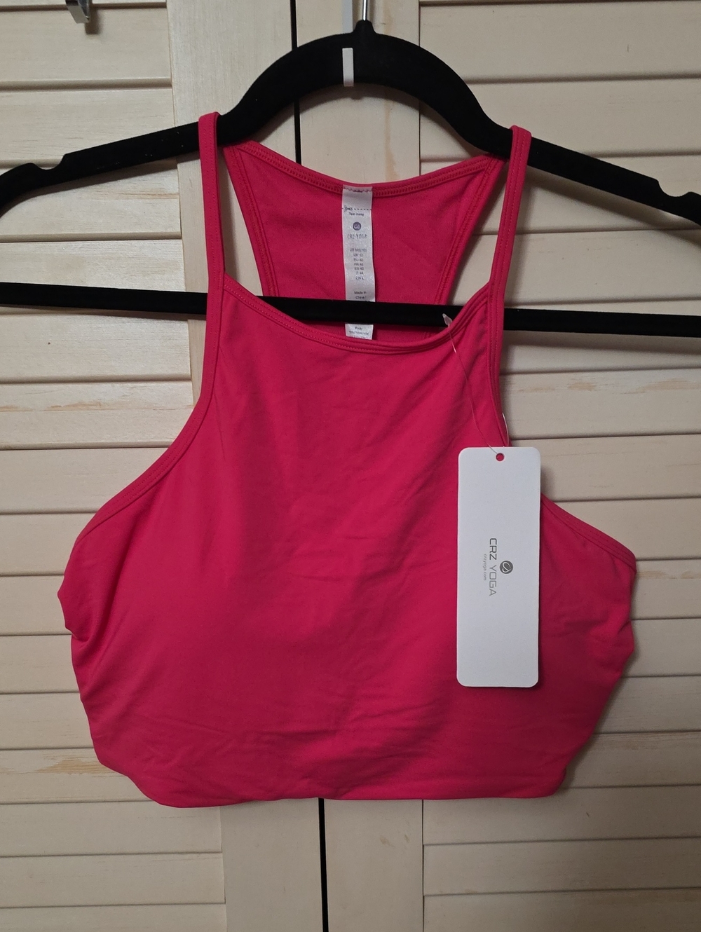 NWT CRZ YOGA Butterluxe High Neck Longline Sports Bra Medium Hot Pink